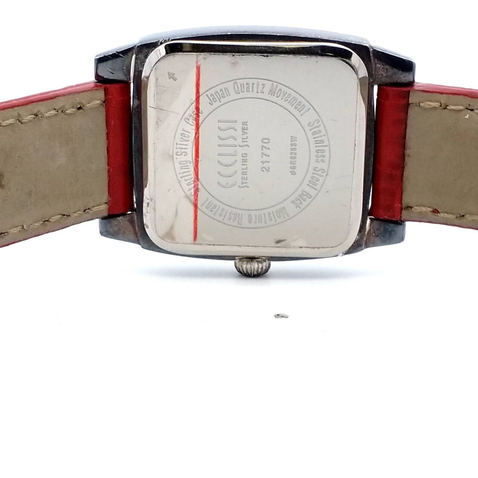 Ecclissi Sterling Silver Ladies Quartz Watch With Red Genuine Leather Band - Image 3