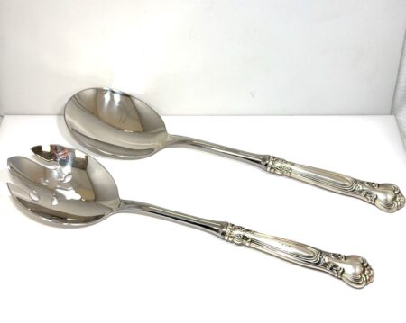 Gorham Chantilly 925 Sterling Silver Handle & Stainless Steel Salad Servers Set