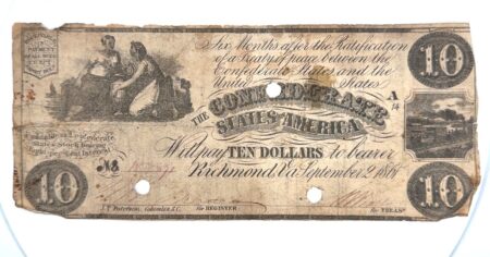 1861 Confederate States of America $10 Note, Circulated