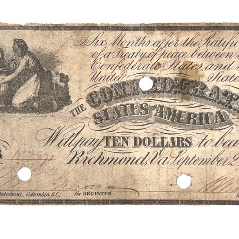 1861 Confederate States of America $10 Note, Circulated