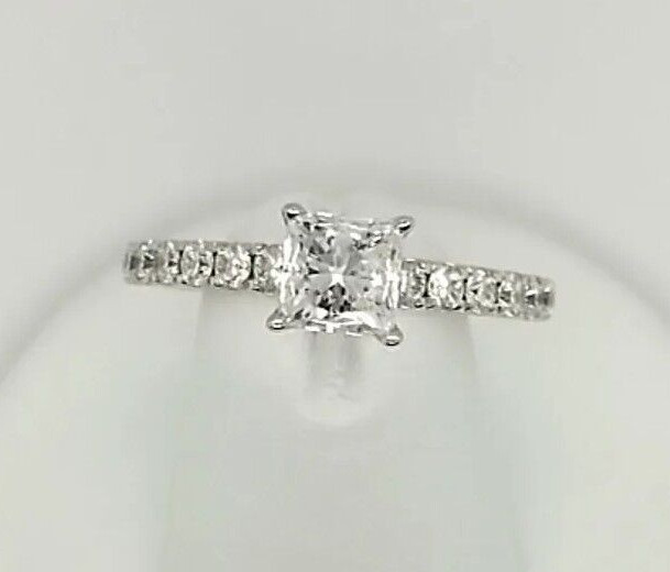 14K White Gold The Leo Princess Cut Diamond Engagement Ring 1 3/8 CTW Size 7