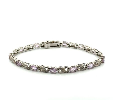 7.5” x 5mm Thailand Amethyst 925 Sterling Silver Tennis Bracelet 10.9g