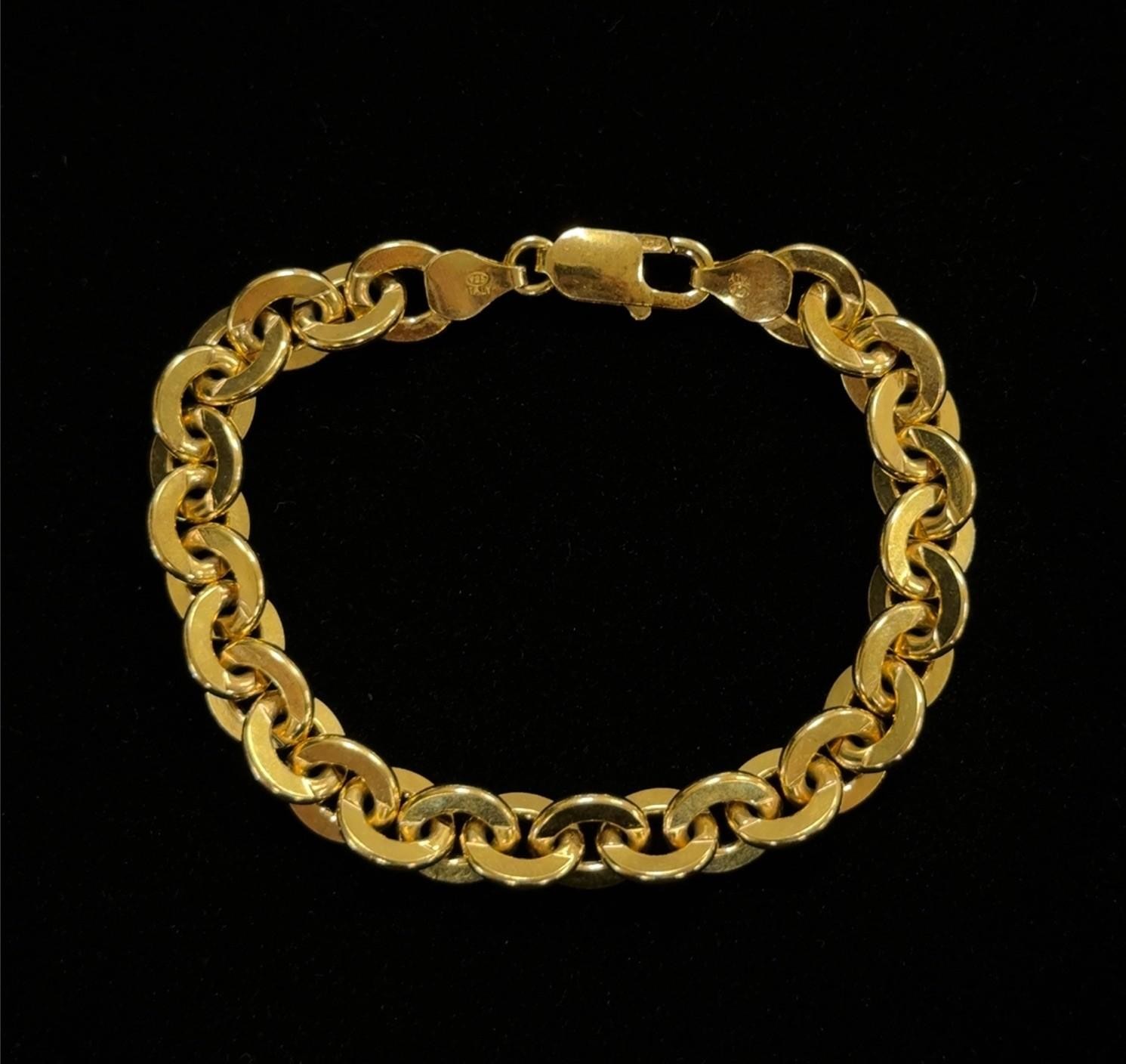 7” Italy Gold Vermeil 925 Sterling Silver Rolo Chain Bracelet 27.5g - Image 5