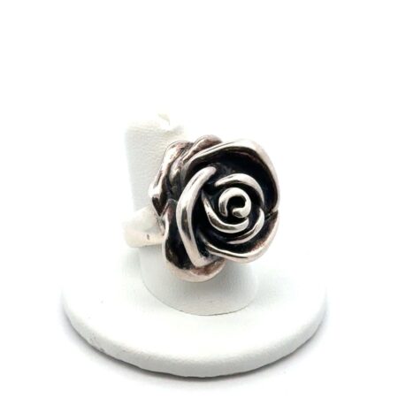 Vintage 925 Sterling Silver Rose Flower Ring, Size-8, 8.5g