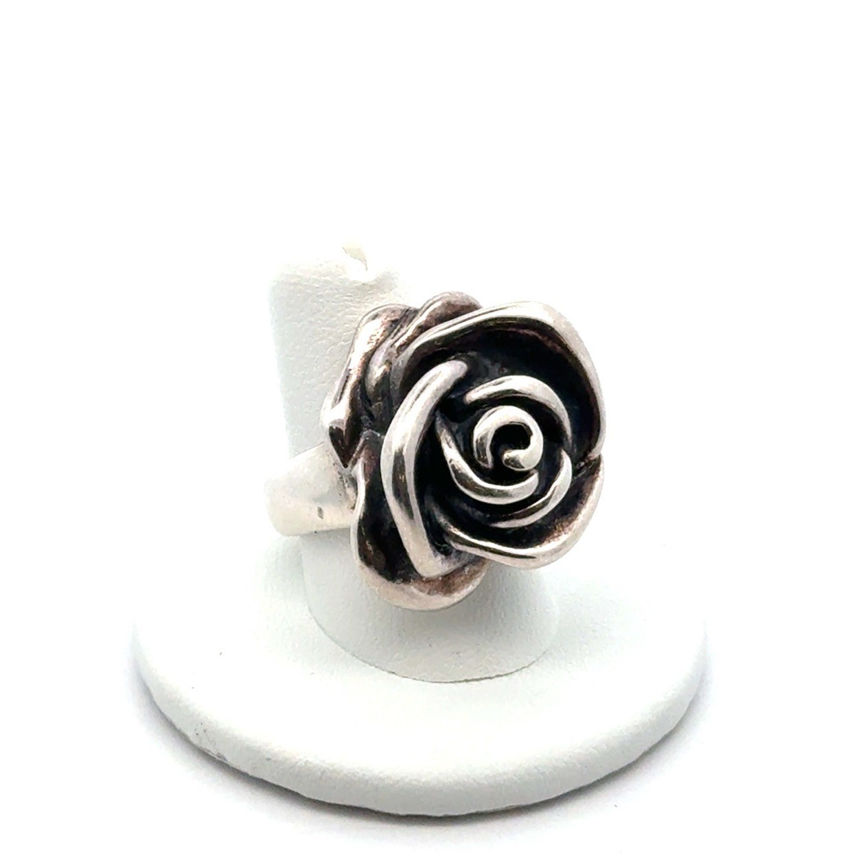 Vintage 925 Sterling Silver Rose Flower Ring, Size-8, 8.5g