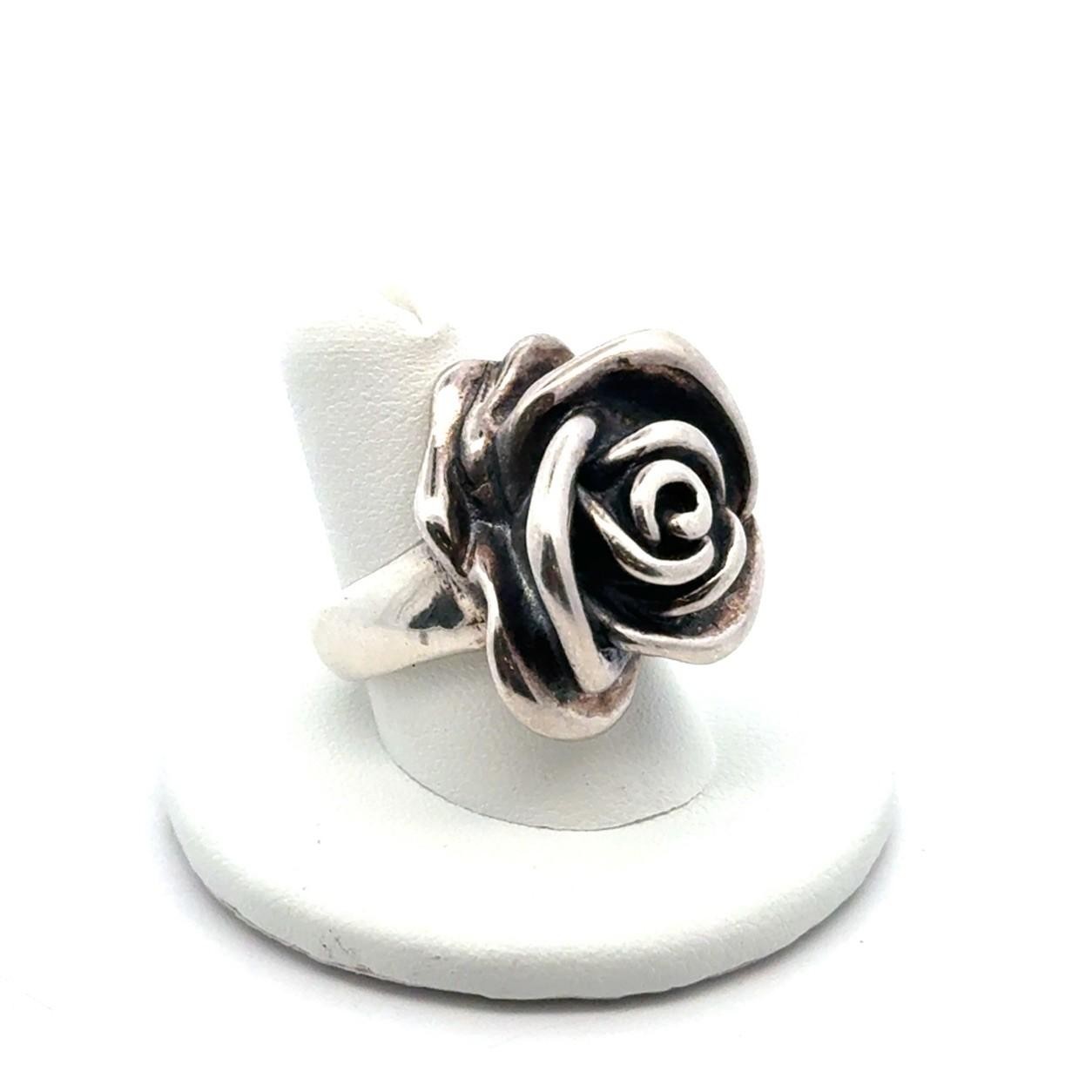 Vintage 925 Sterling Silver Rose Flower Ring, Size-8, 8.5g - Image 2