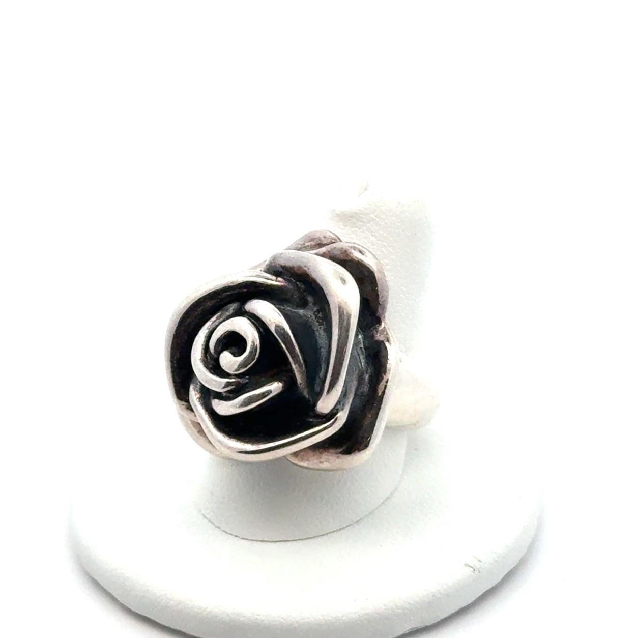 Vintage 925 Sterling Silver Rose Flower Ring, Size-8, 8.5g - Image 3