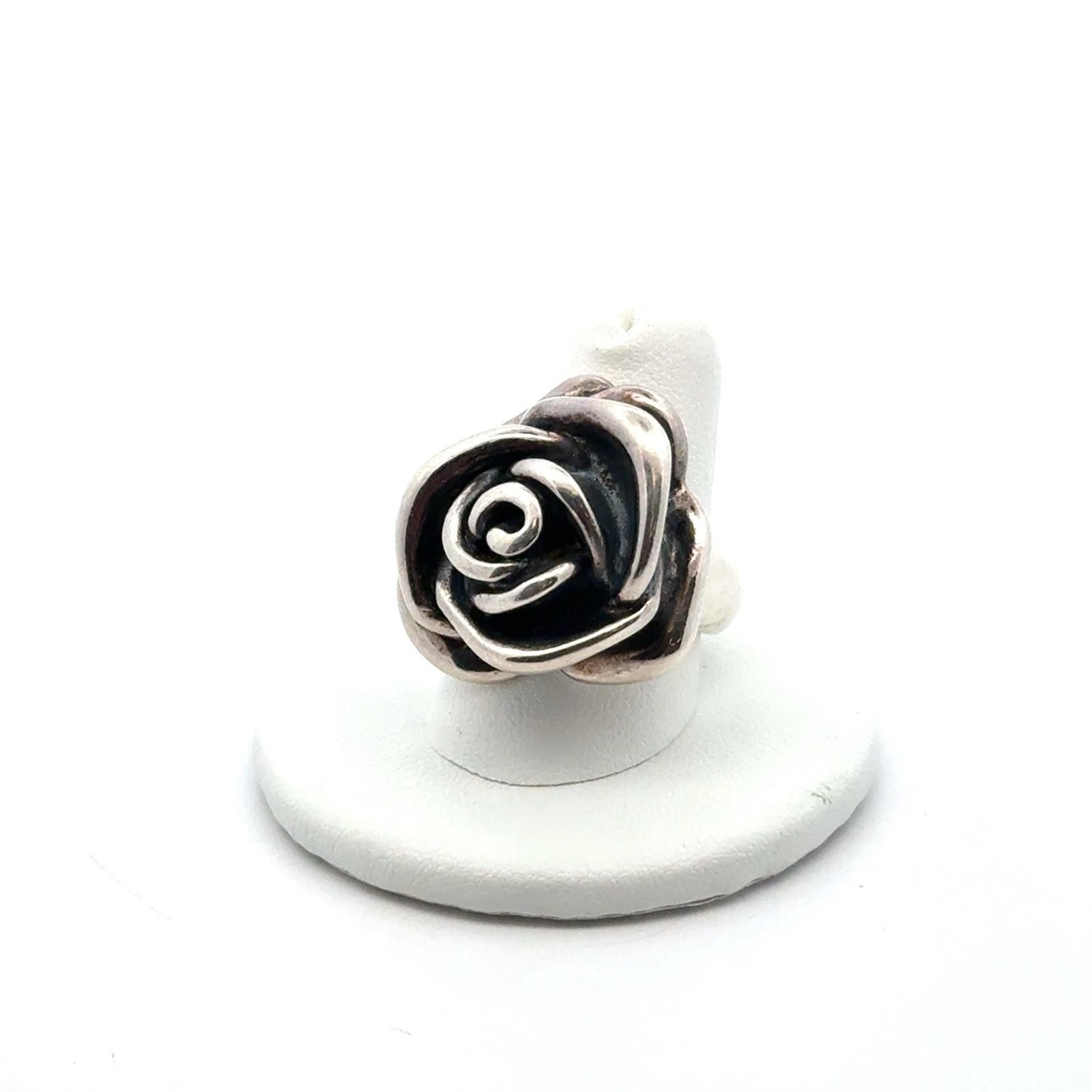 Vintage 925 Sterling Silver Rose Flower Ring, Size-8, 8.5g - Image 5