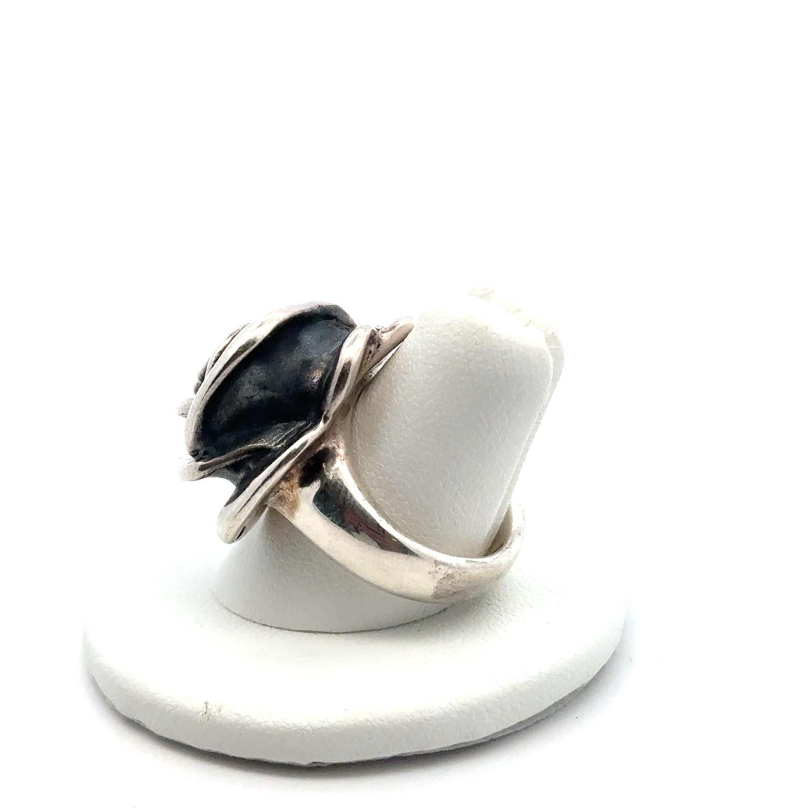 Vintage 925 Sterling Silver Rose Flower Ring, Size-8, 8.5g - Image 6