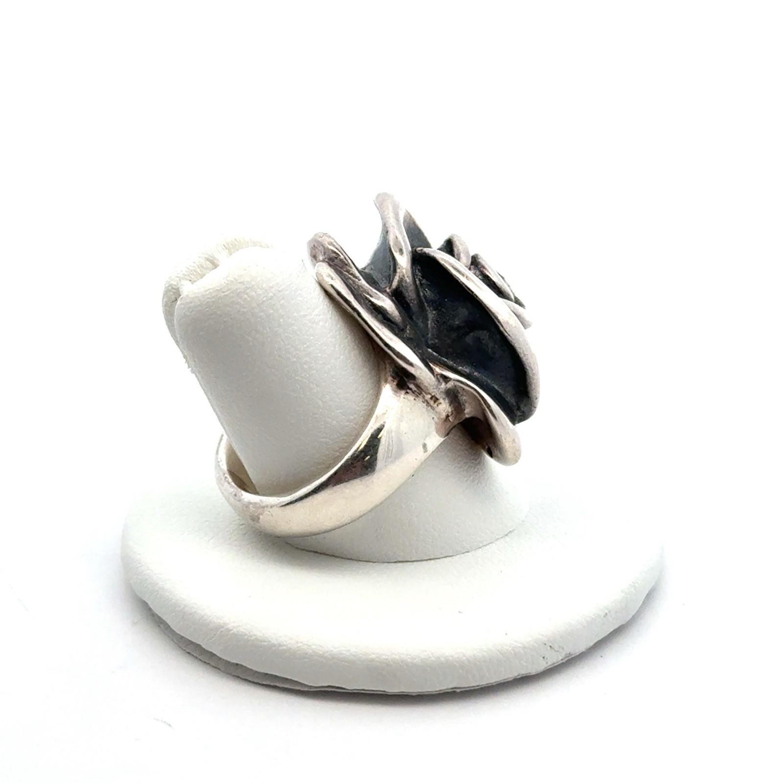 Vintage 925 Sterling Silver Rose Flower Ring, Size-8, 8.5g - Image 7