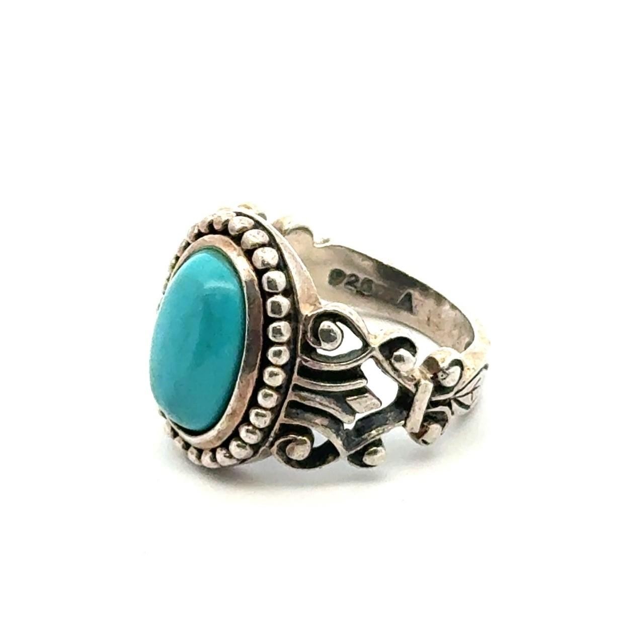 Vintage Avon .925 Sterling Silver Blue Simulated Turquoise Ring Size-6, 6.7g - Image 3