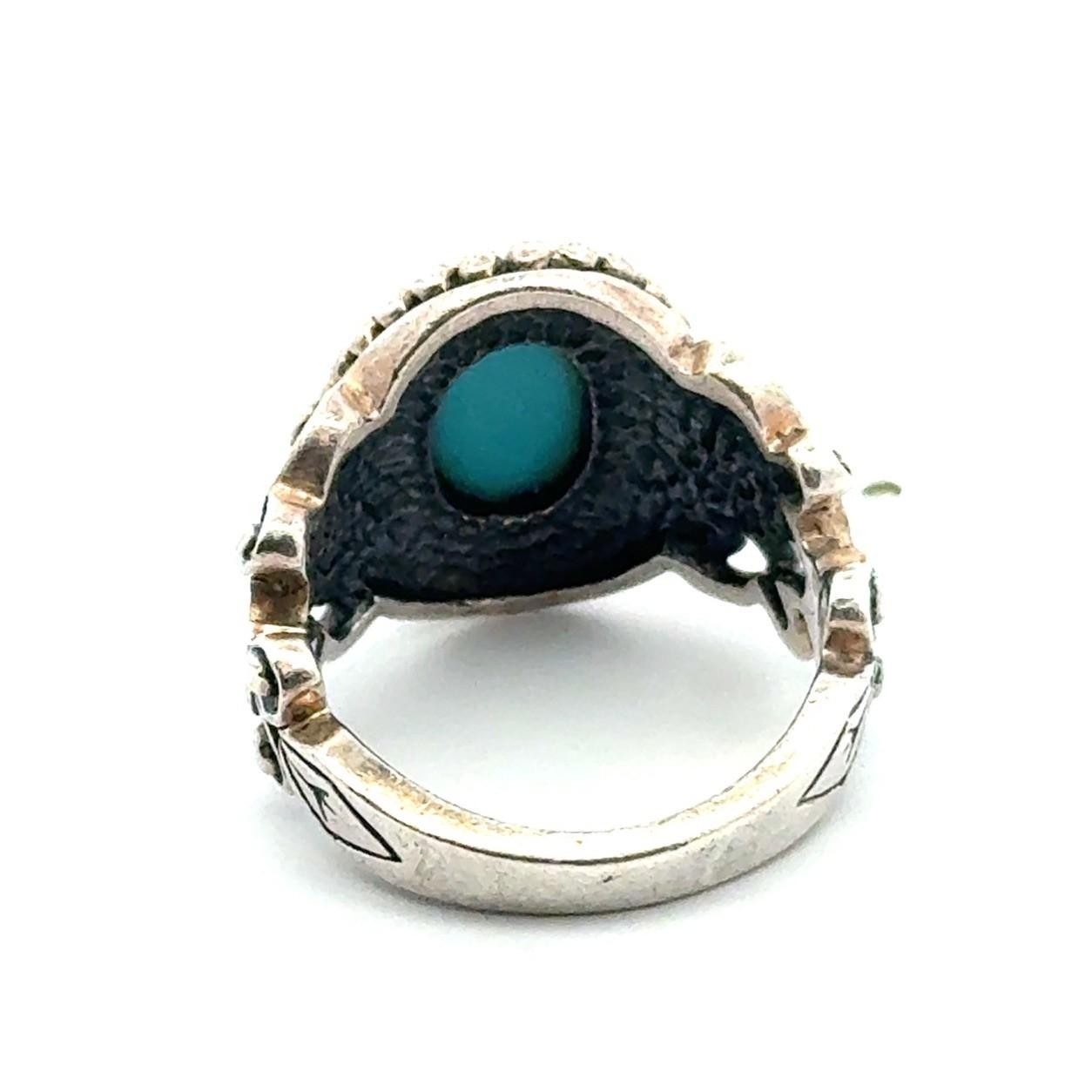Vintage Avon .925 Sterling Silver Blue Simulated Turquoise Ring Size-6, 6.7g - Image 6