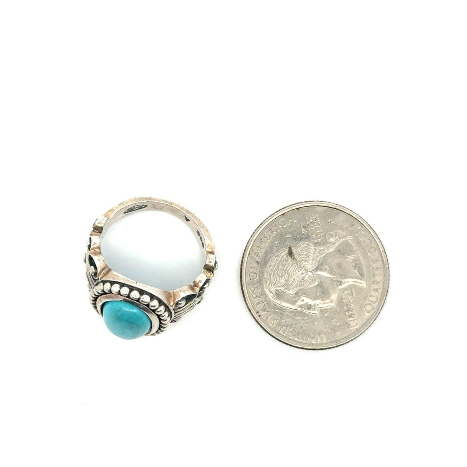 Vintage Avon .925 Sterling Silver Blue Simulated Turquoise Ring Size-6, 6.7g - Image 7