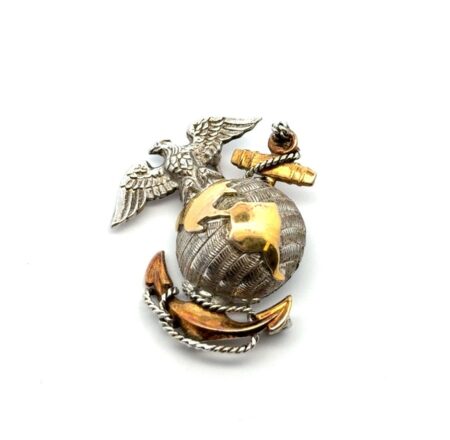 USMC Officers Dress Eagle Globe & Anchor (EGA) Emblem Pin 10k Gold & 925 SS 9.4g
