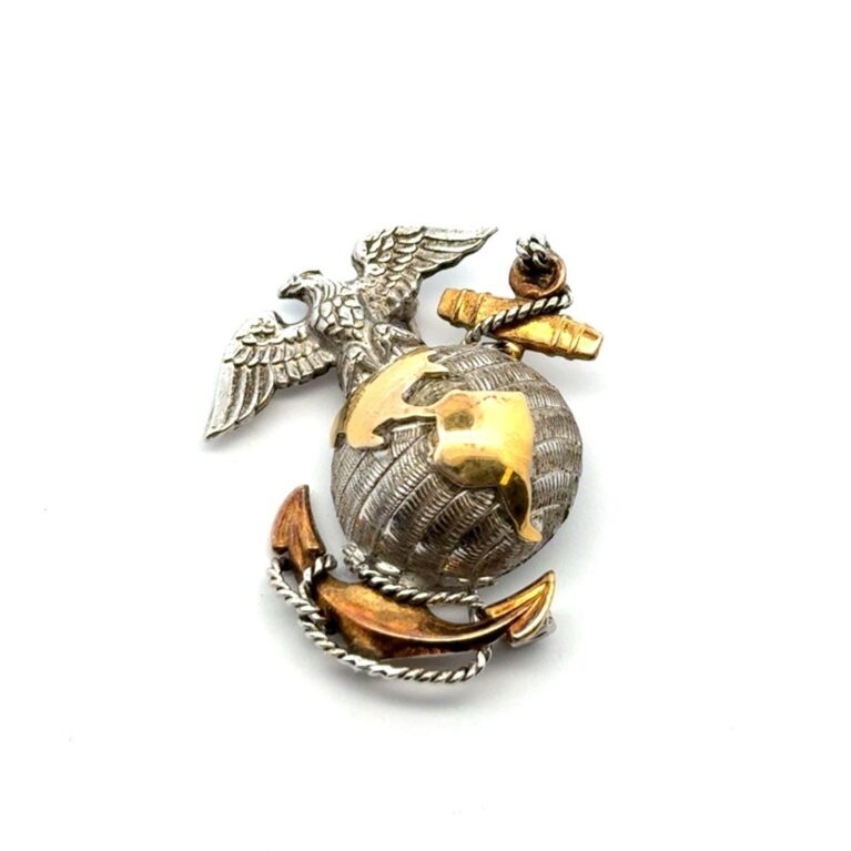 USMC Officers Dress Eagle Globe & Anchor (EGA) Emblem Pin 10k Gold & 925 SS 9.4g