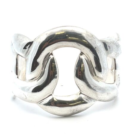 Oversize Curb Chain Sterling Silver 7” Cuff Bracelet 75.8 Grams