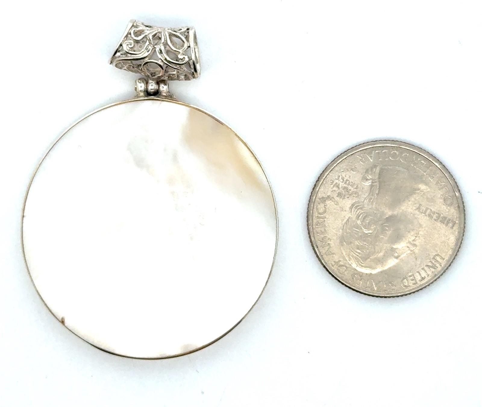 .925 Sterling Silver, Mother Of Pearl Face, Resin Back Pendant, 3 Avail., 12.5g - Image 5