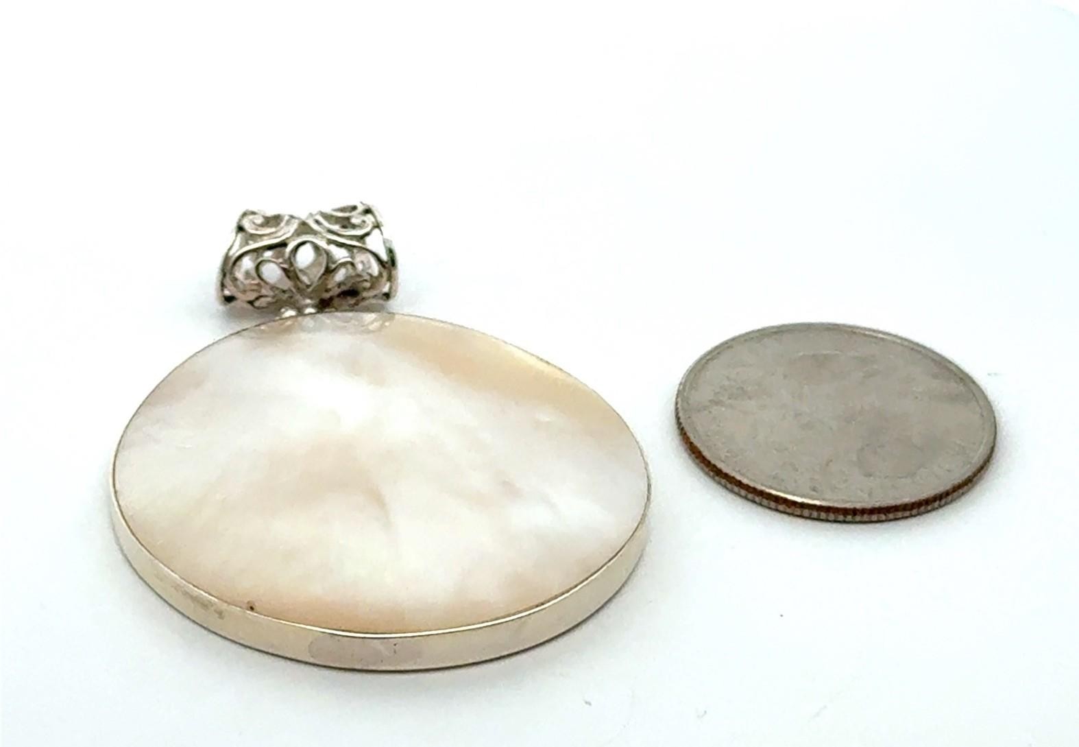 .925 Sterling Silver, Mother Of Pearl Face, Resin Back Pendant, 3 Avail., 12.5g - Image 6