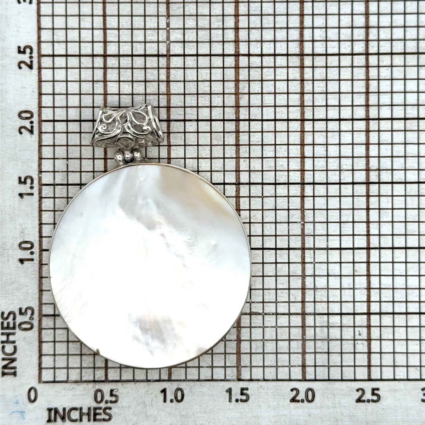 .925 Sterling Silver, Mother Of Pearl Face, Resin Back Pendant, 3 Avail., 12.5g - Image 7