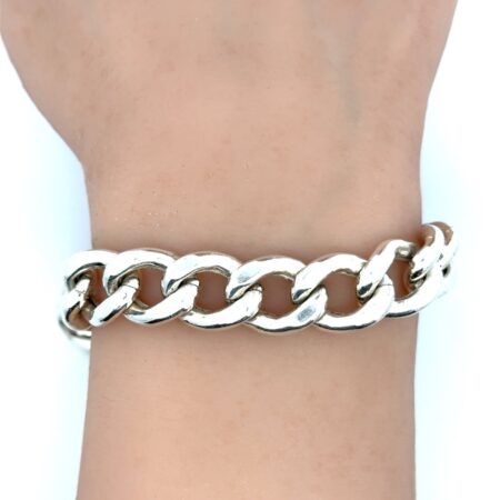 8” .925 Sterling Silver Cuban Link Bracelet, Made In Italy, 21.8g