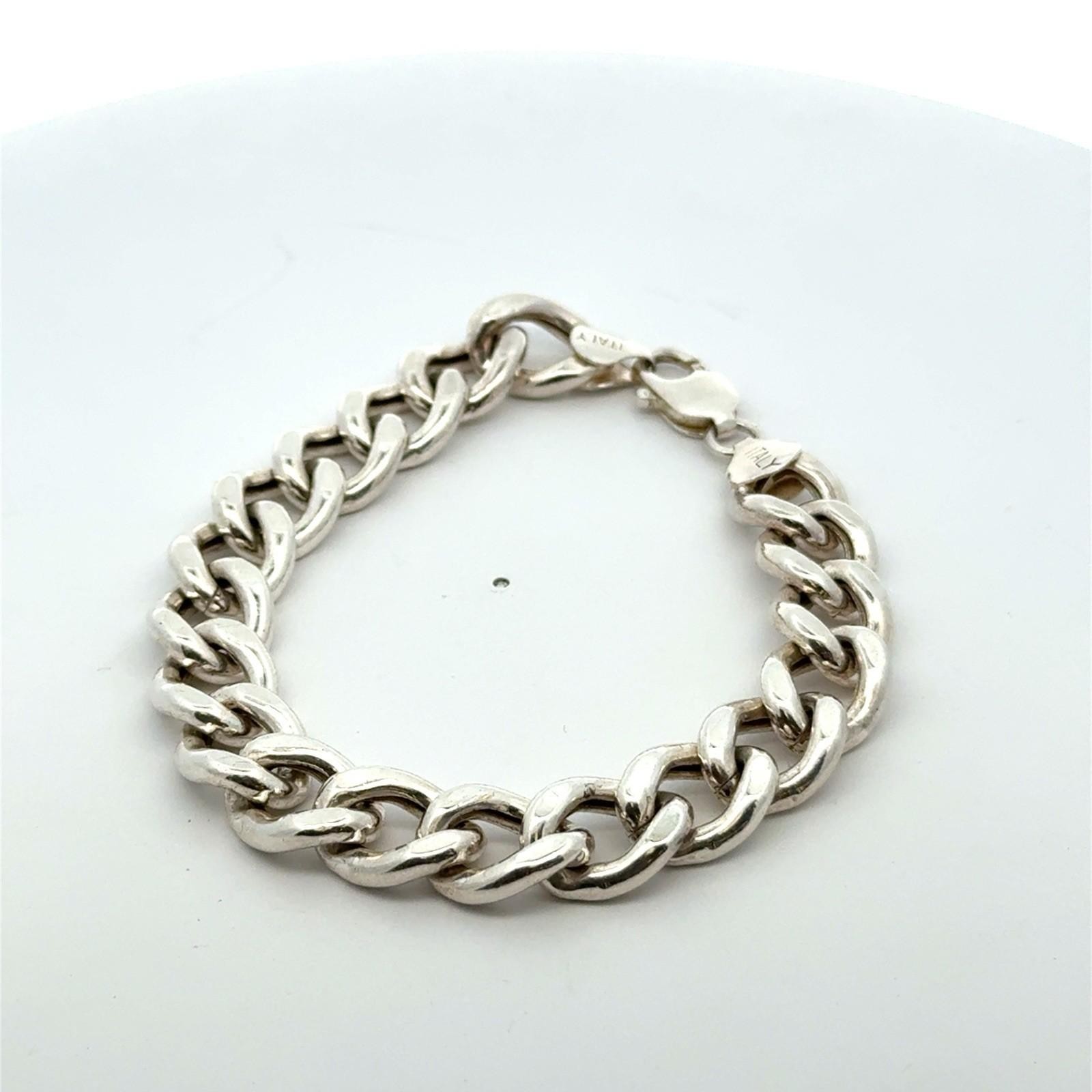 8” .925 Sterling Silver Cuban Link Bracelet, Made In Italy, 21.8g - Image 2
