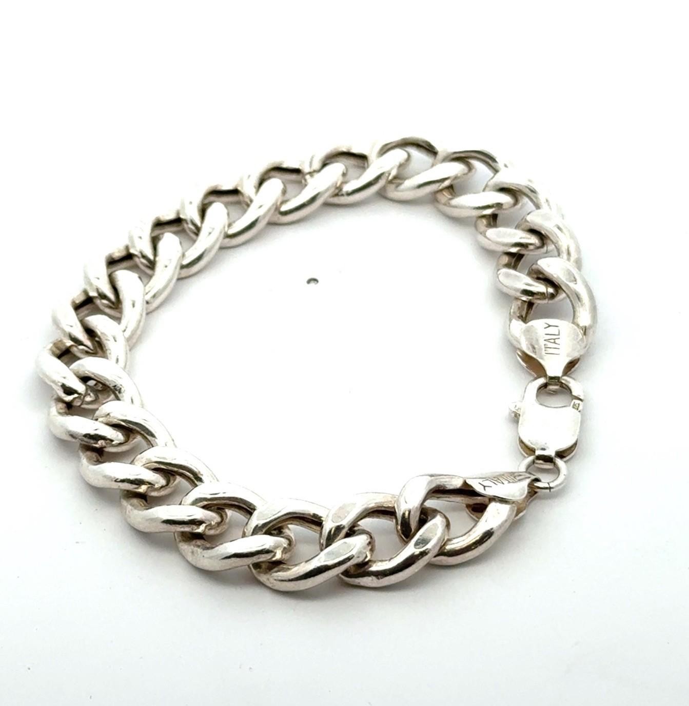 8” .925 Sterling Silver Cuban Link Bracelet, Made In Italy, 21.8g - Image 3