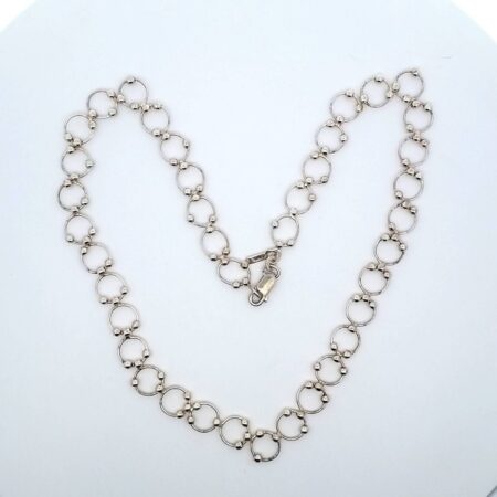 Sterling Silver Hoop Link & Bead 16" Necklace 11.3 Grams