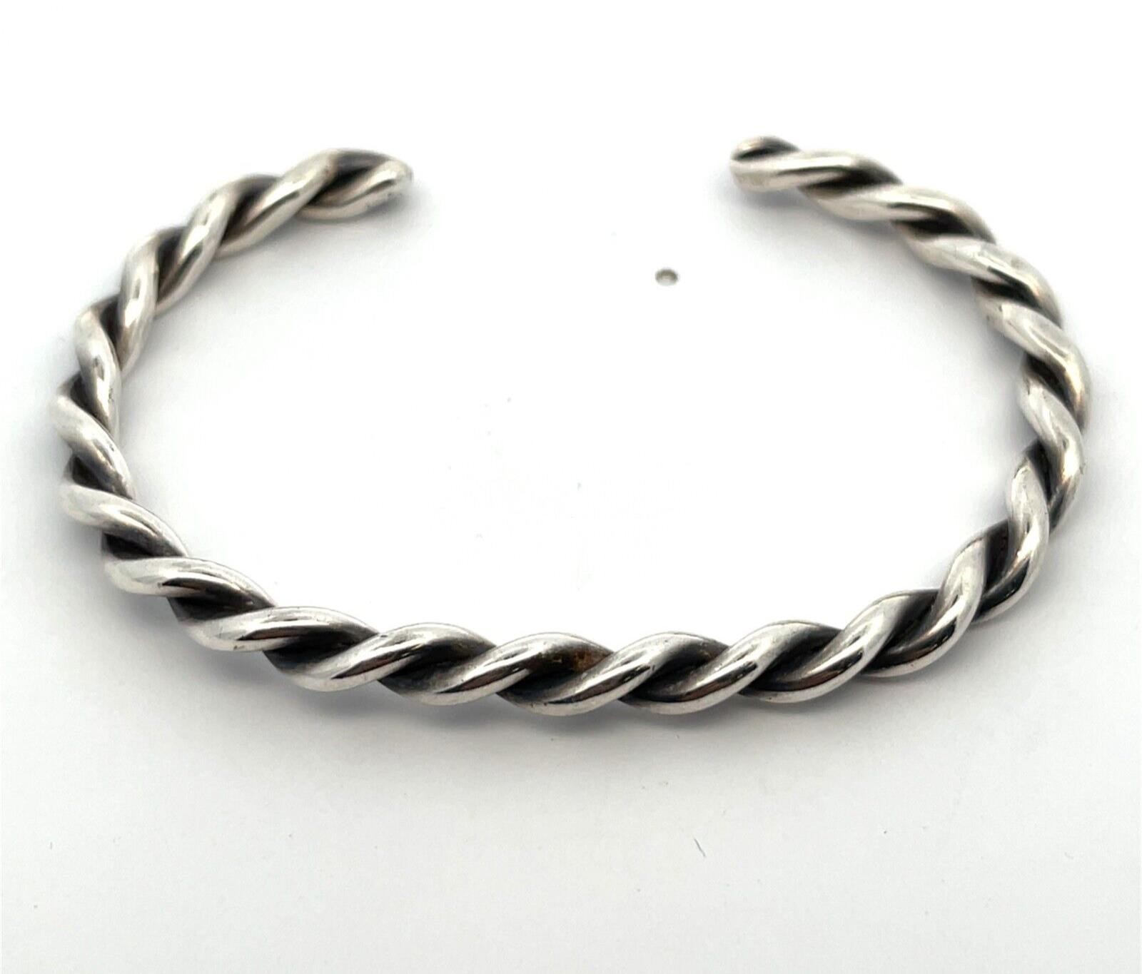 Vintage Native American 6.5” Twisted Sterling Silver Cuff Bracelet - 17.2 Grams