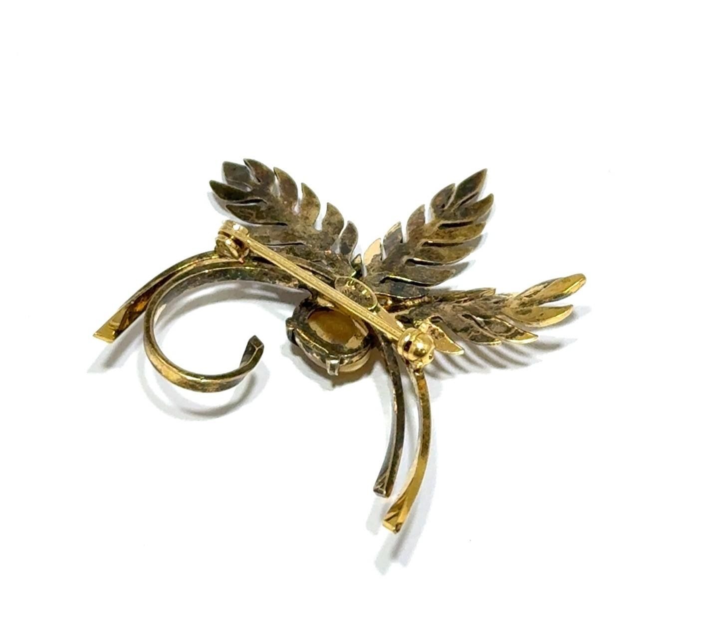 Welis Sterling 925 Sterling Silver Gold Vermeil Tigers Eye Spray Brooch/Pin 6g - Image 4