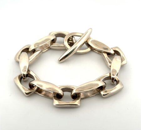 6.5” 925 Sterling Silver Chain Link Toggle Clasp Bracelet 55.3g