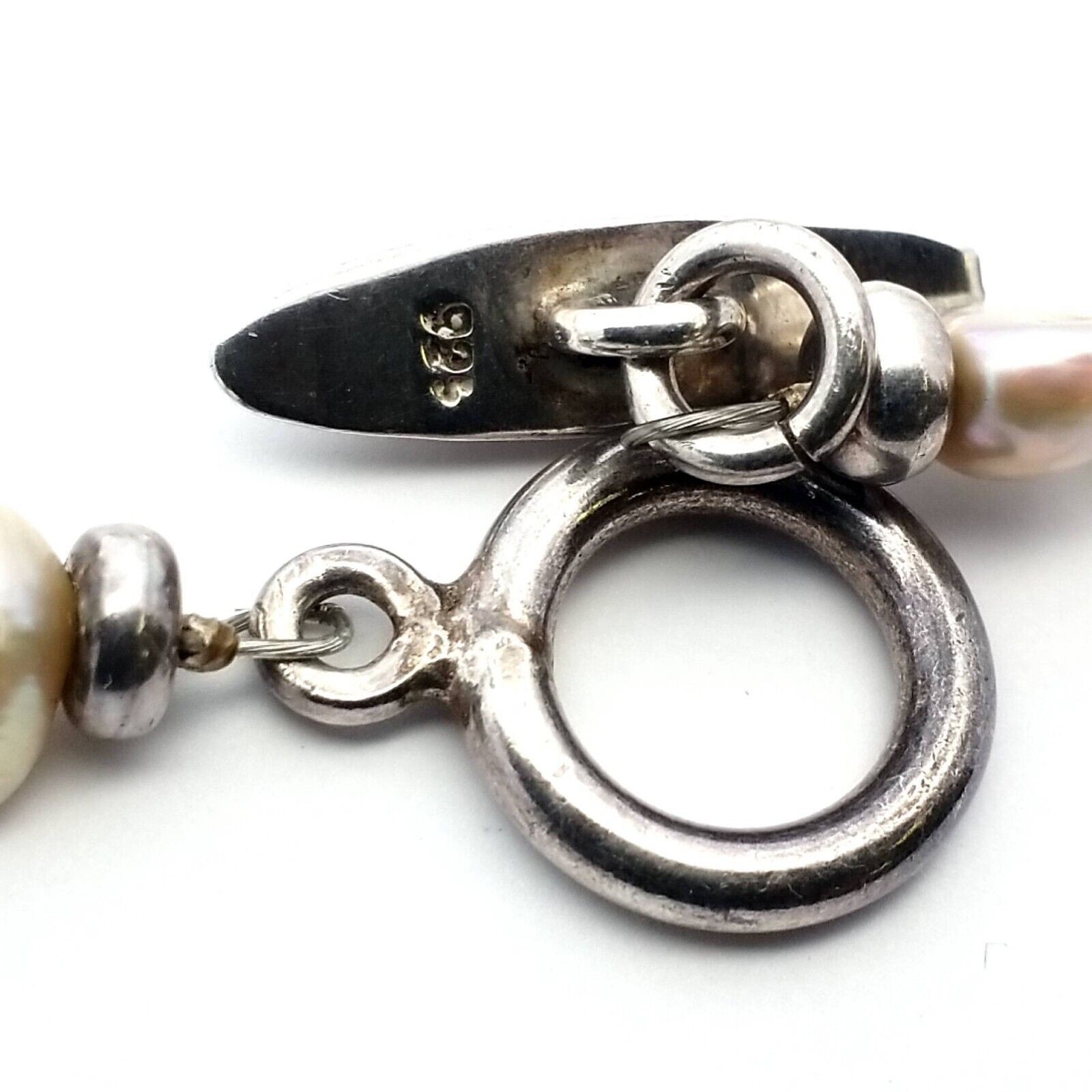 Freshwater Pearls & Sterling Silver Spacers 17" Necklace 34.8 Grams - Image 5
