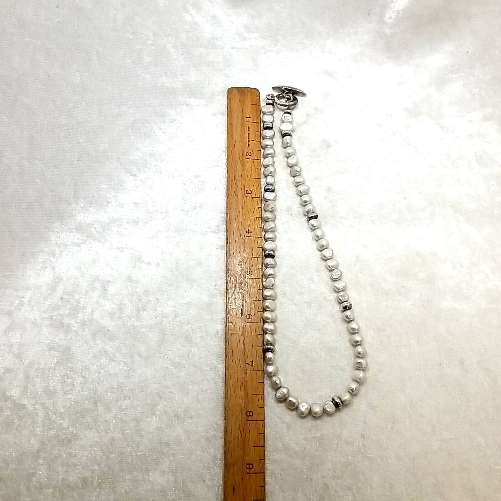 Freshwater Pearls & Sterling Silver Spacers 17" Necklace 34.8 Grams - Image 6