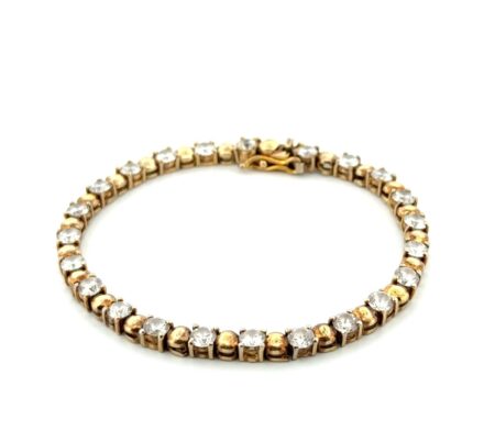 6.75” Vintage Gold Vermeil 925 Sterling Silver CZ Tennis Bracelet 13.8g