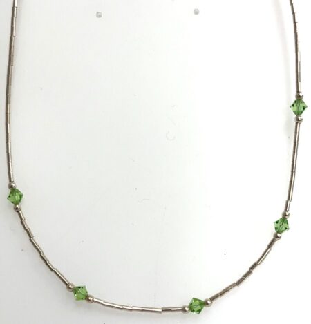15” Liquid Silver & Crystal Necklace 3.3 Grams