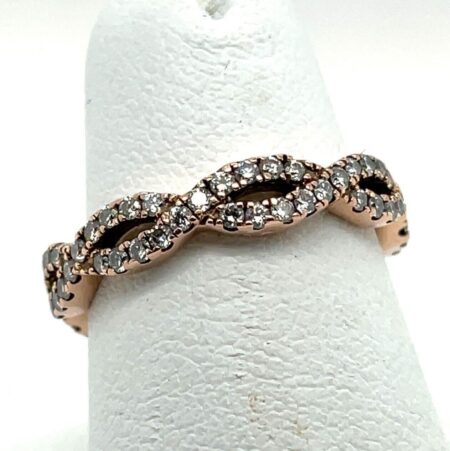 Fana 14K Rose Gold Twisted Diamond Stackable Infinity Band - Size 5.5