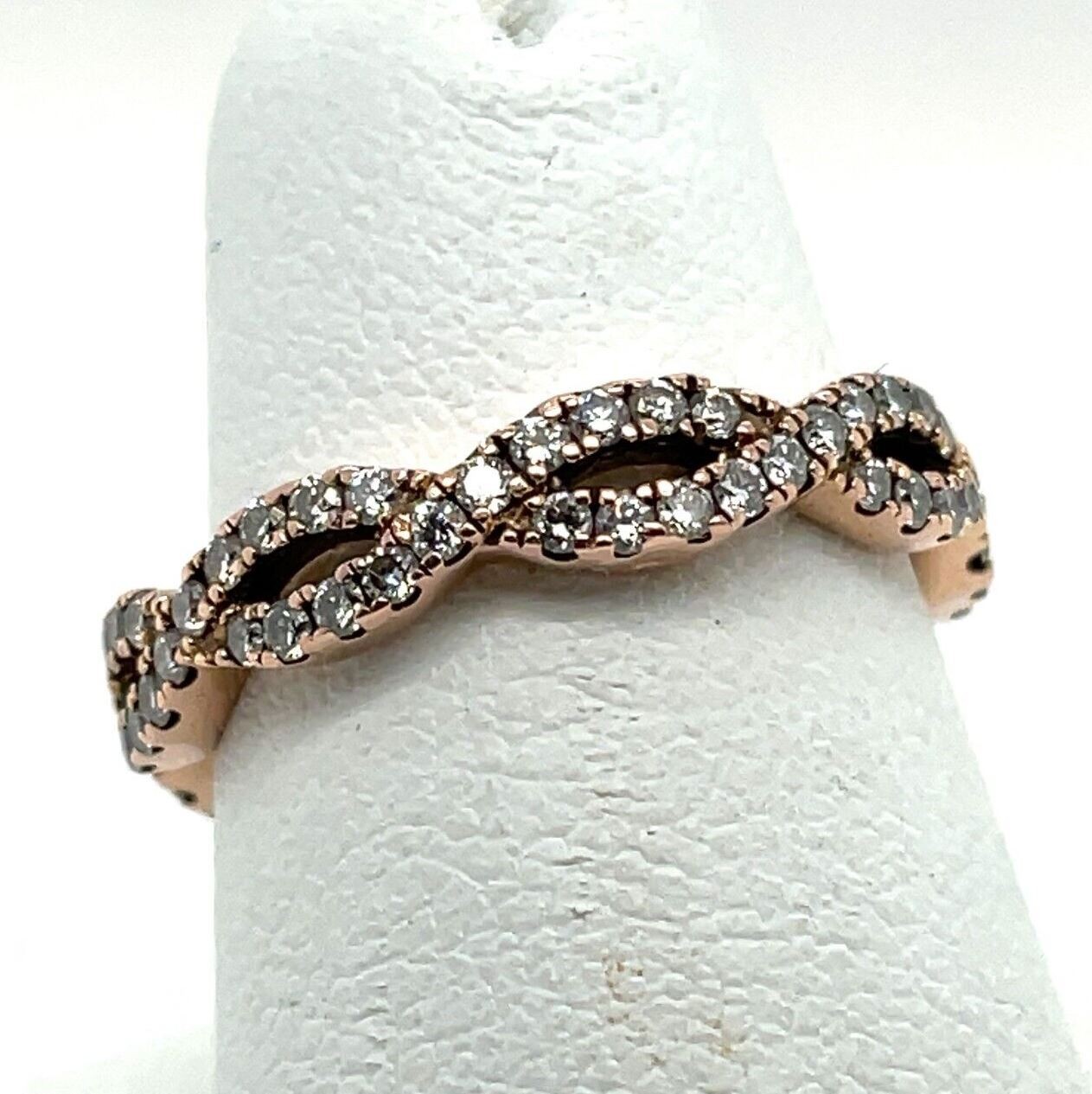 Fana 14K Rose Gold Twisted Diamond Stackable Infinity Band - Size 5.5