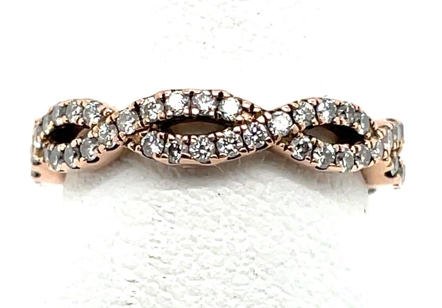 Fana 14K Rose Gold Twisted Diamond Stackable Infinity Band - Size 5.5 - Image 2