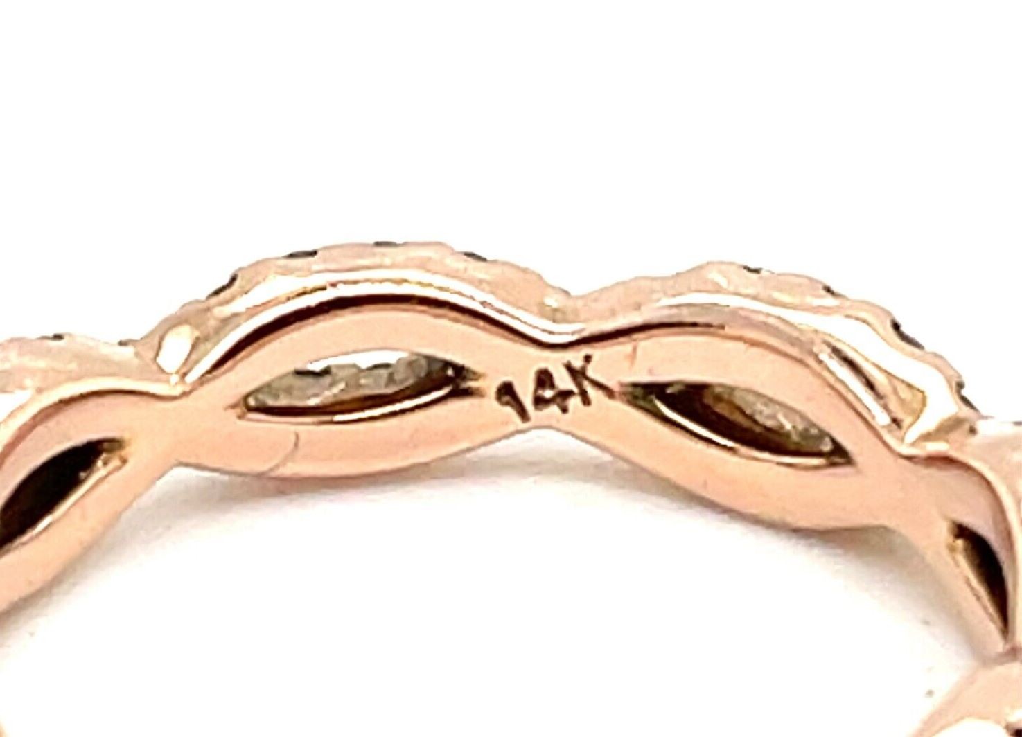 Fana 14K Rose Gold Twisted Diamond Stackable Infinity Band - Size 5.5 - Image 3