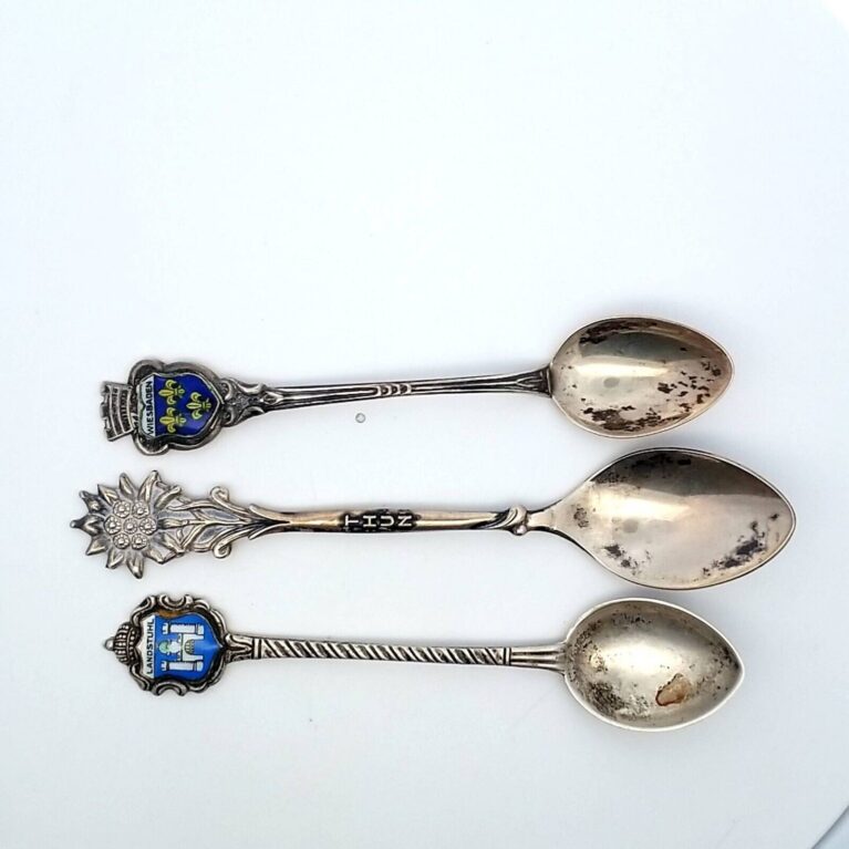 (Lot of 3) 800 Silver Souvenir 4" Spoons - 28.8 Grams