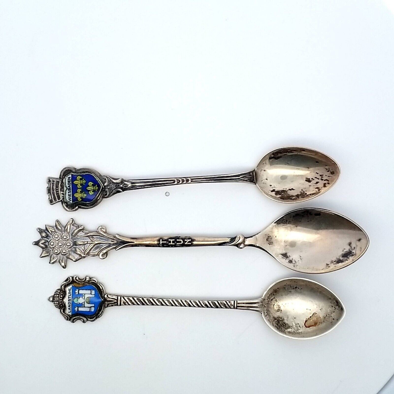 (Lot of 3) 800 Silver Souvenir 4" Spoons - 28.8 Grams