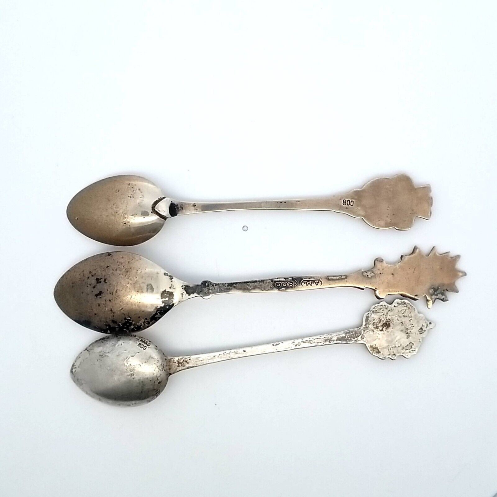 (Lot of 3) 800 Silver Souvenir 4" Spoons - 28.8 Grams - Image 4