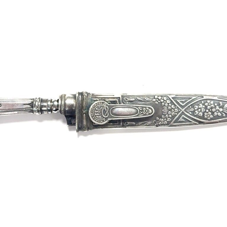Vtg. South American Alpaca Silver Gaucho Boot Knife In Scabbard, 4” Blade, 57.7g