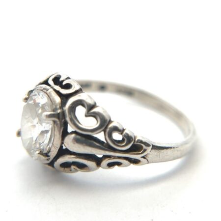 925 Sterling Silver Filigree Oval Cubic Zirconia Ring Size: 6.25