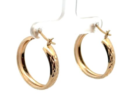 .925 Sterling Silver Gold Vermeil Diamond Cut Hoop Earrings, 3.37g