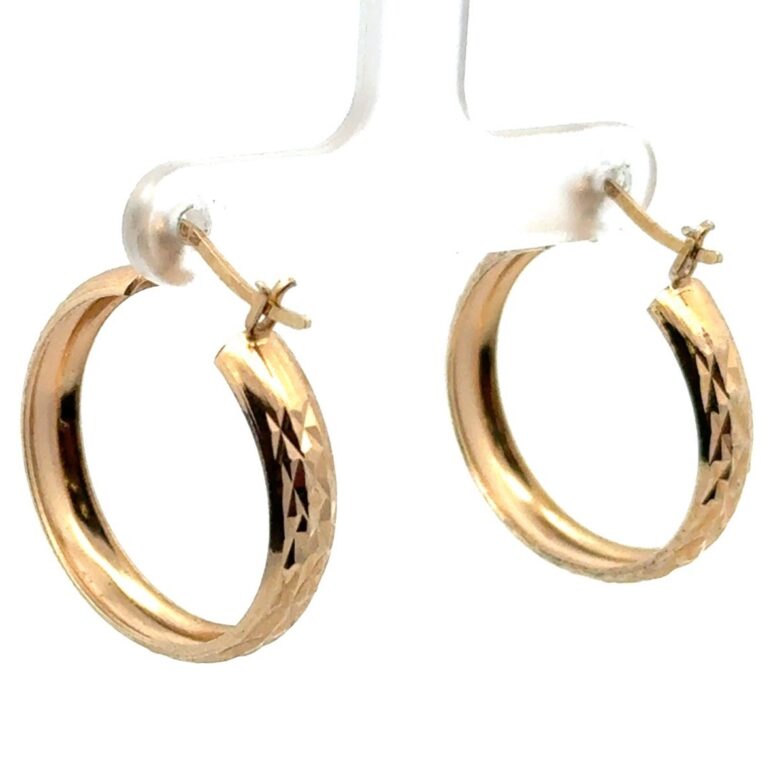 .925 Sterling Silver Gold Vermeil Diamond Cut Hoop Earrings, 3.37g