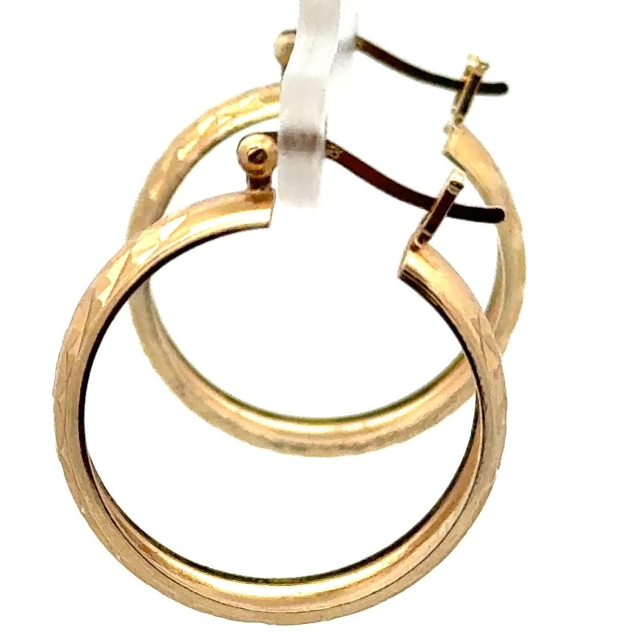.925 Sterling Silver Gold Vermeil Diamond Cut Hoop Earrings, 3.37g - Image 4