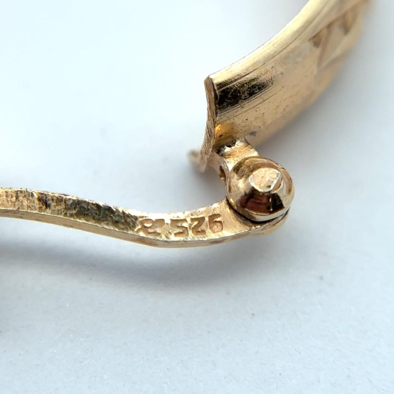 .925 Sterling Silver Gold Vermeil Diamond Cut Hoop Earrings, 3.37g - Image 9
