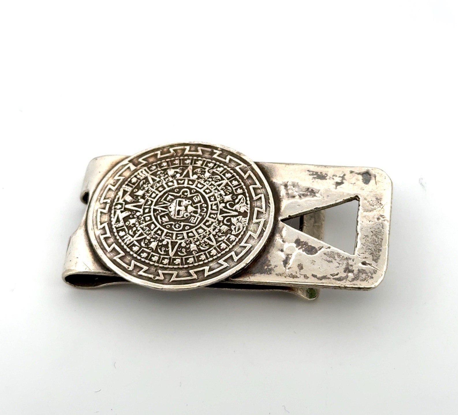 FHC Mexico 925 Sterling Silver Aztec Calendar Money Clip 25.7g