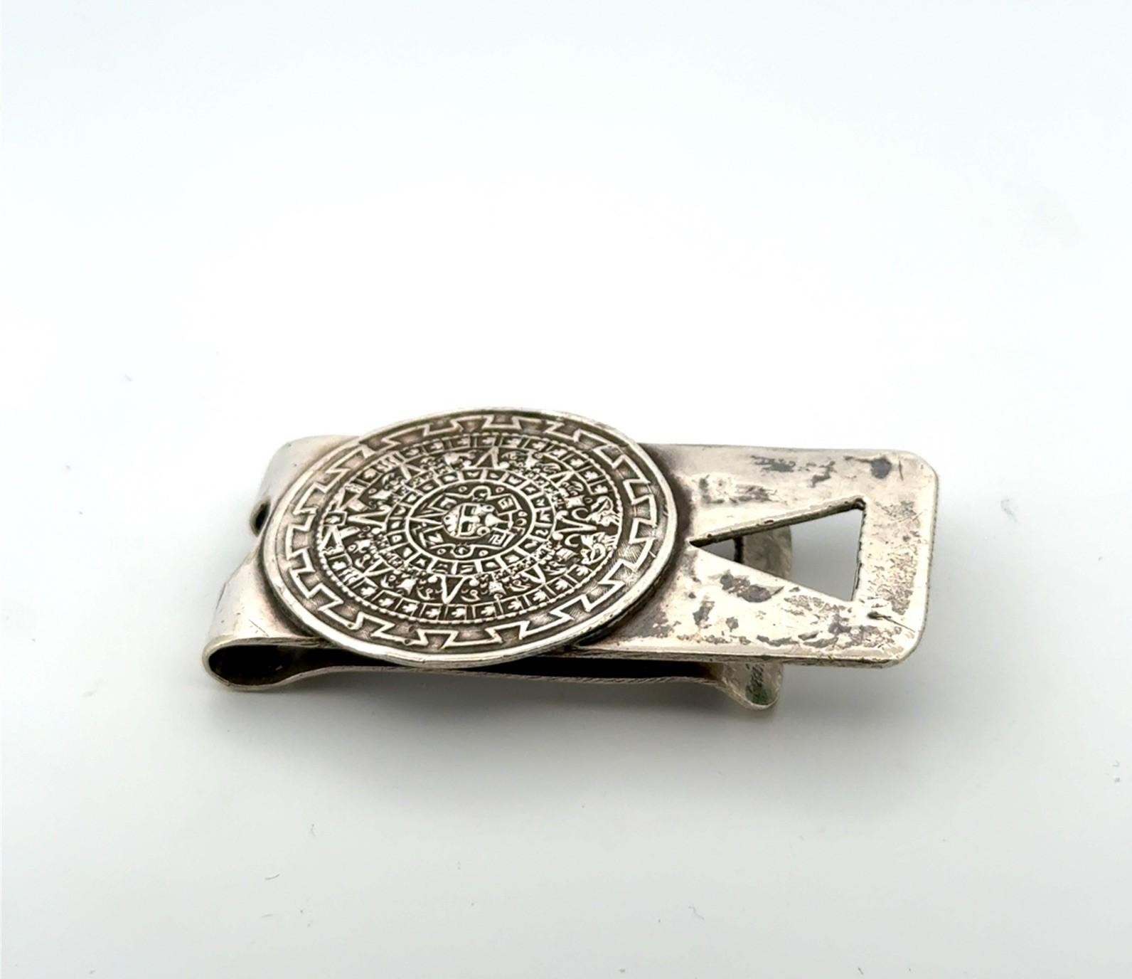 FHC Mexico 925 Sterling Silver Aztec Calendar Money Clip 25.7g - Image 2