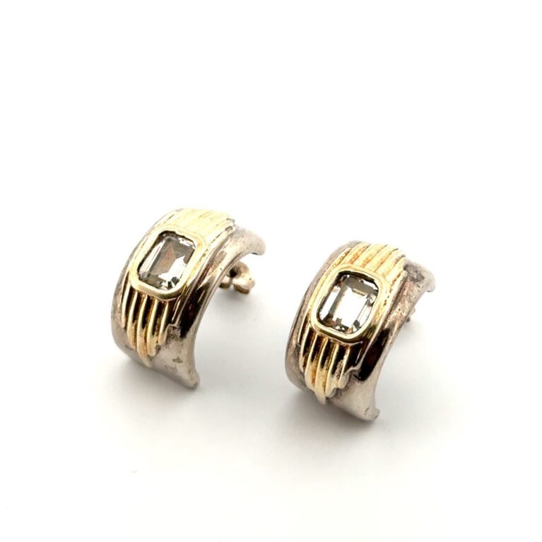 Alfred Durante 1988 Franklin Mint 925 Sterling Silver & 14k Gold Earrings 12.3g